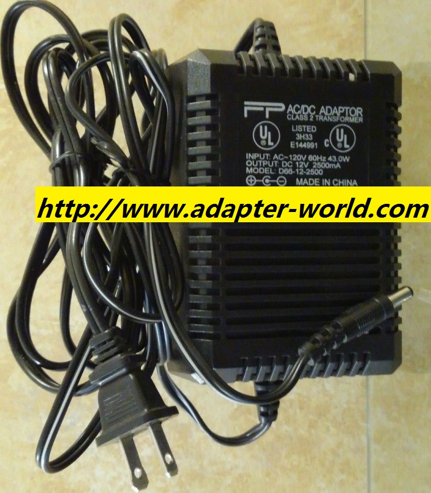 *100% Brand NEW* FP D66-12-2500 Output 12V 2500mA Class 2 AC/DC Adapter Power Supply Transformer Free Shipping